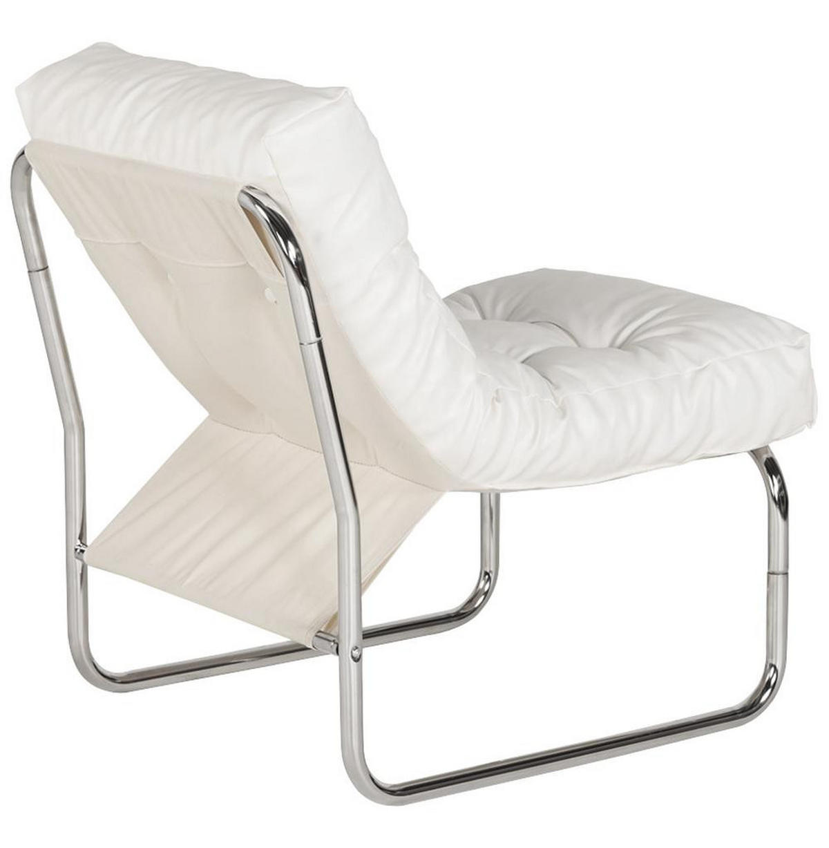 CLUBSESSEL mit Chromkufen im Retro-Stil, modular verbindbar, Weiß 73x60x76 cm - Silberfarben/Weiß, Textil/Metall (60/76/71cm) - KADIMA DESIGN