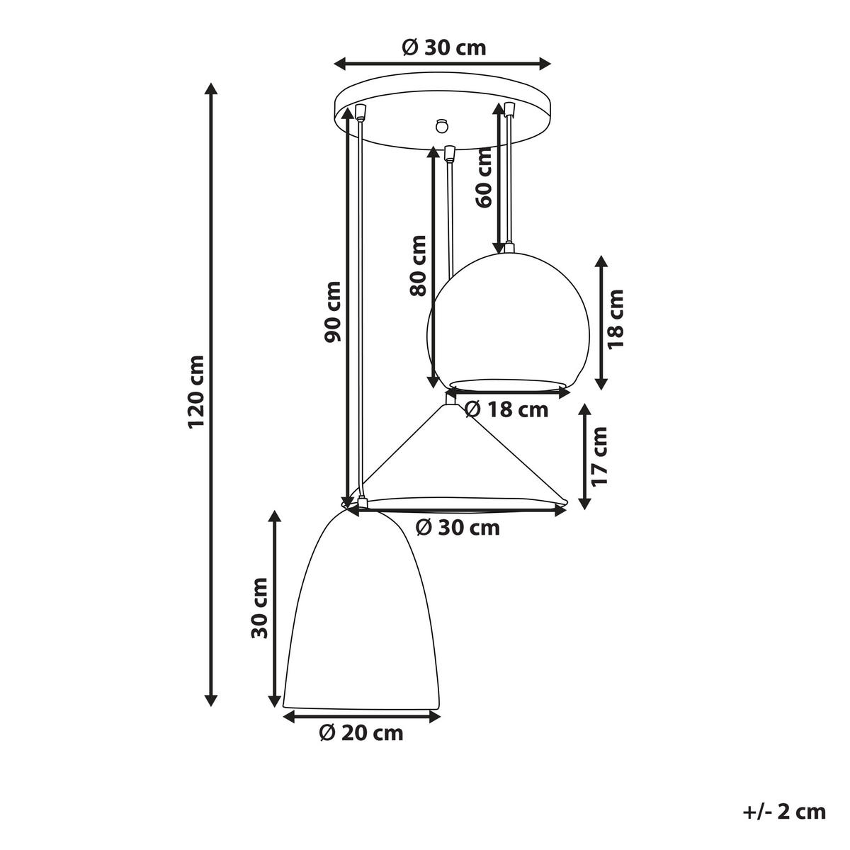 HÄNGELEUCHTE Endrick 55/55/120 cm - Weiß, Naturmaterialien (55/55/120cm) - Beliani