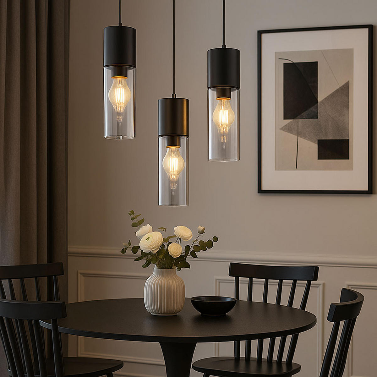 HÄNGELEUCHTE Metall Rauchglas Grau - Schwarz, Metall (30/30/150cm) - Globo Lighting