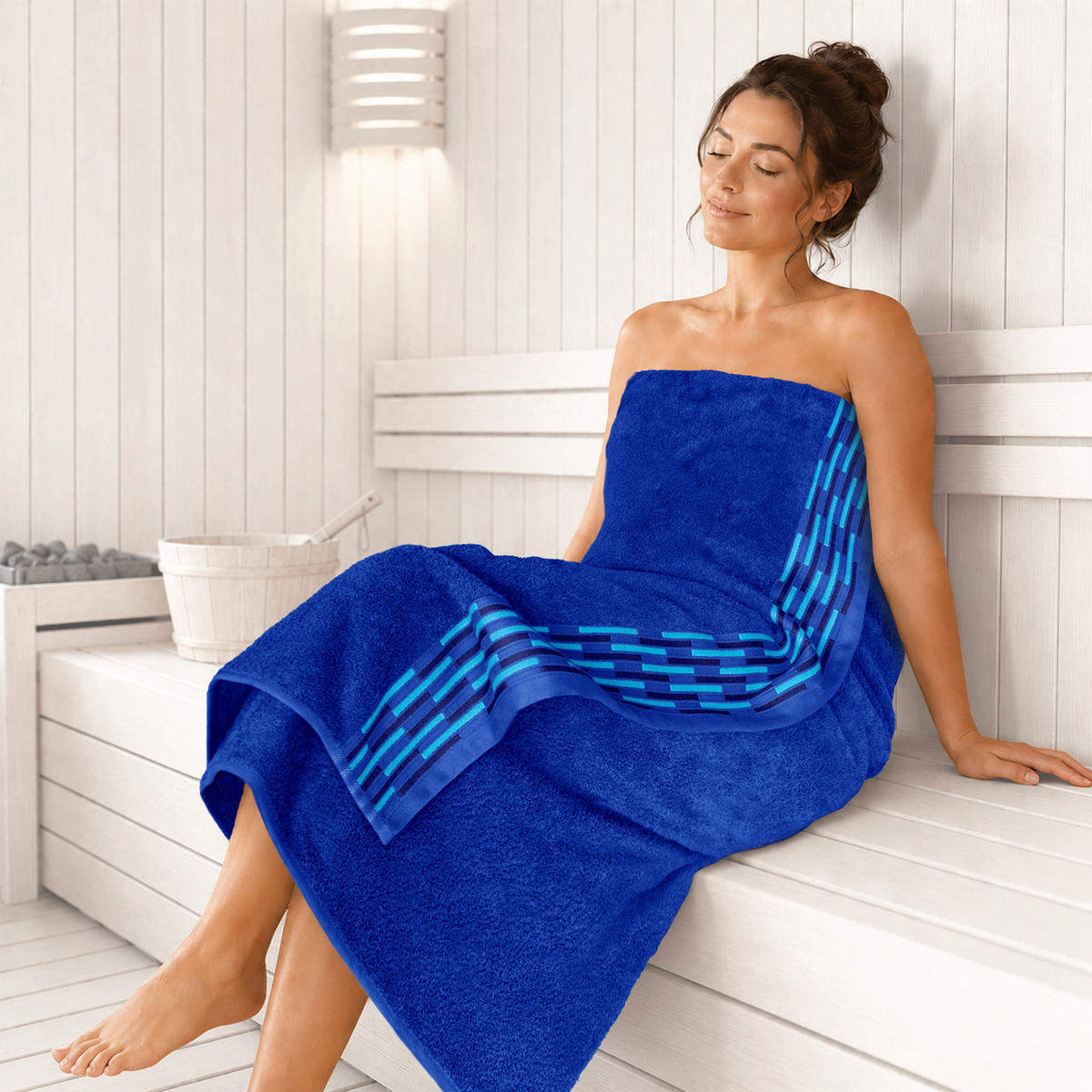 BADETUCH extra groß Lugano Königsblau 90x180 cm - Dunkelblau, Textil (90/180cm) - Lashuma