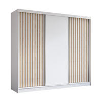 SCHWEBETÜRENSCHRANK Cabinio Weiß Eiche Artisan 240/216/61 cm – Modern, mit Lamellen - Walnussfarben/Weiß, Holzwerkstoff/Kunststoff (240/216.1/61cm) - AX Living