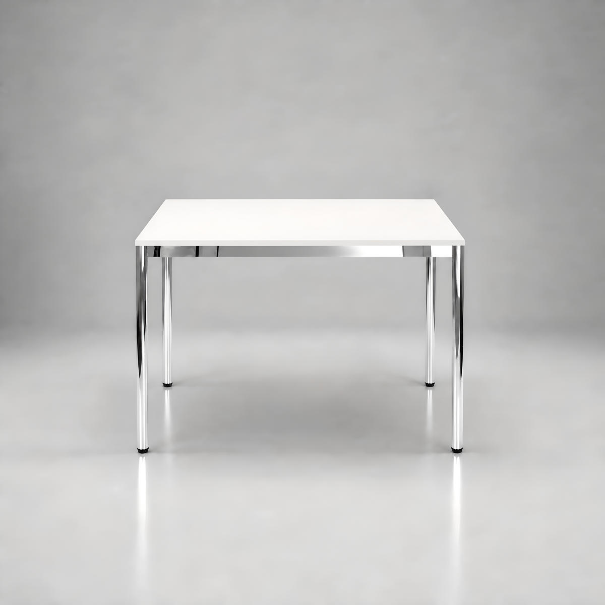 SCHREIBTISCH VST1 100 x 100 cm Weiß – höhenverstellbar - Chromfarben/Weiß, Holzwerkstoff (100/100/75.5cm) - Versee