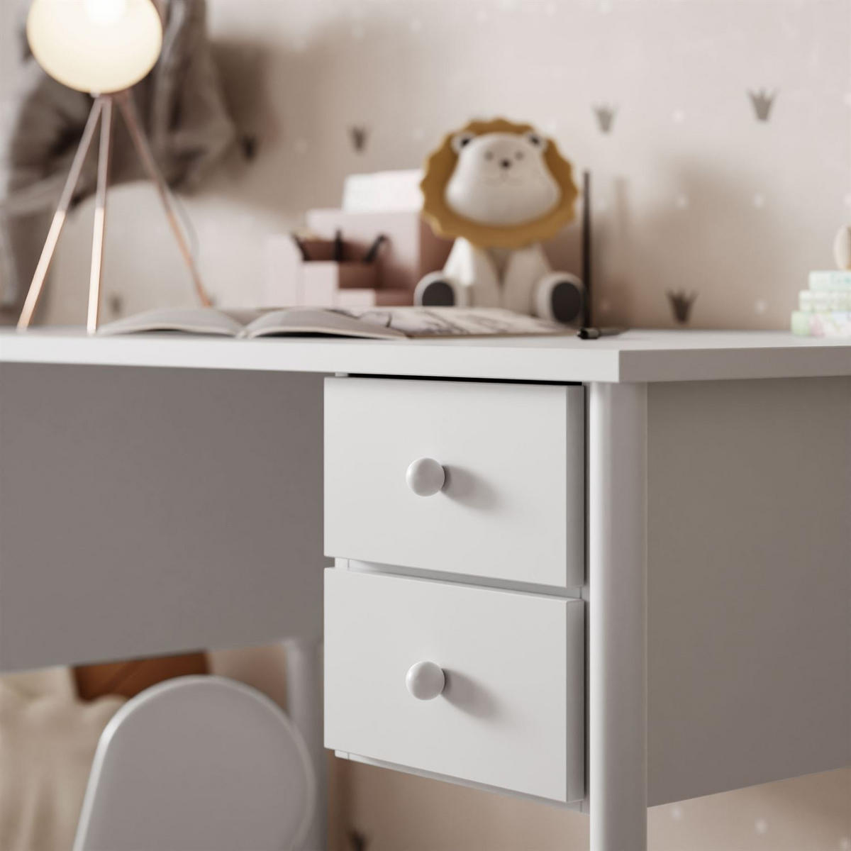 KINDERSCHREIBTISCH BABUSHKA, Weiß - Weiß, Holzwerkstoff (113/75/65cm)