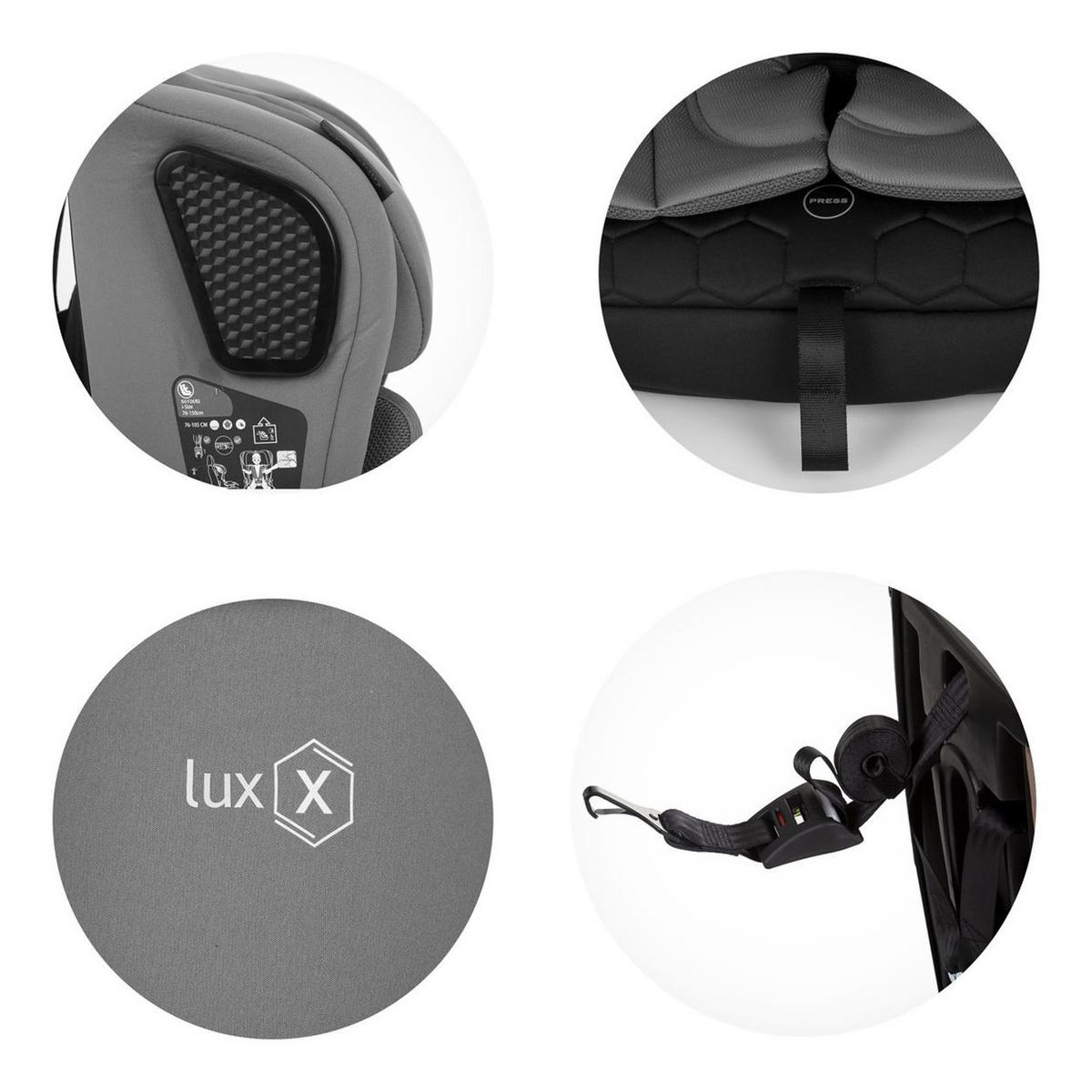 KINDERSITZ i-Size LUX X (76-150cm) schwarz Gruppe 1/2/3, Isofix, Top Tether - Schwarz, Kunststoff (42/60/42cm) - Chipolino