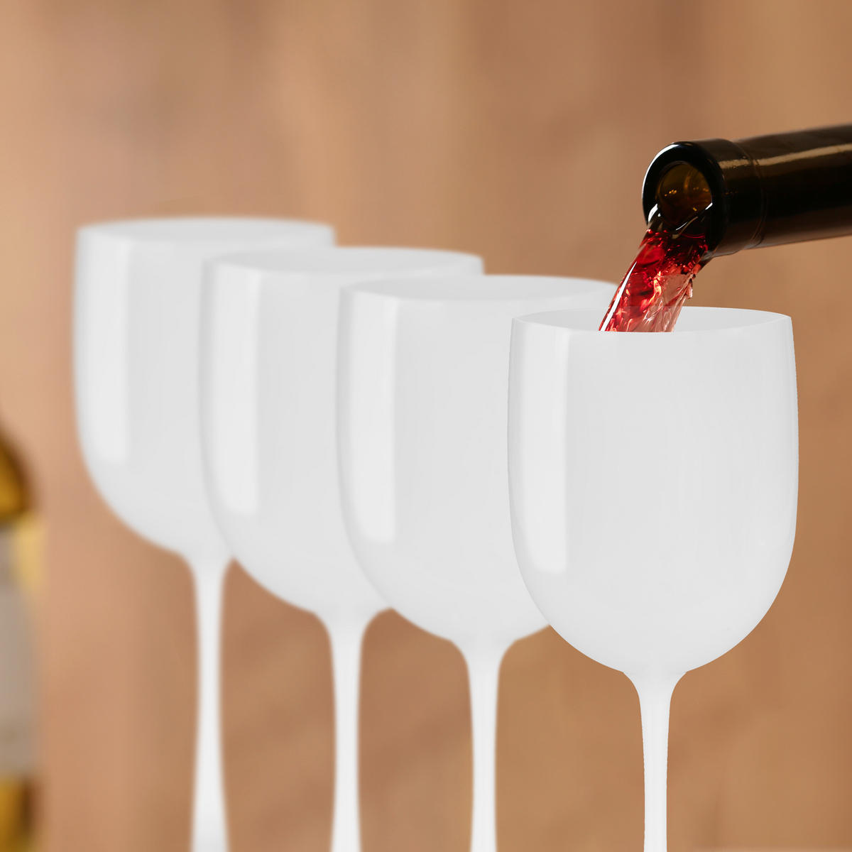 6XWEINGLÄSER - Weiß, Kunststoff (0.4L) - Relaxdays