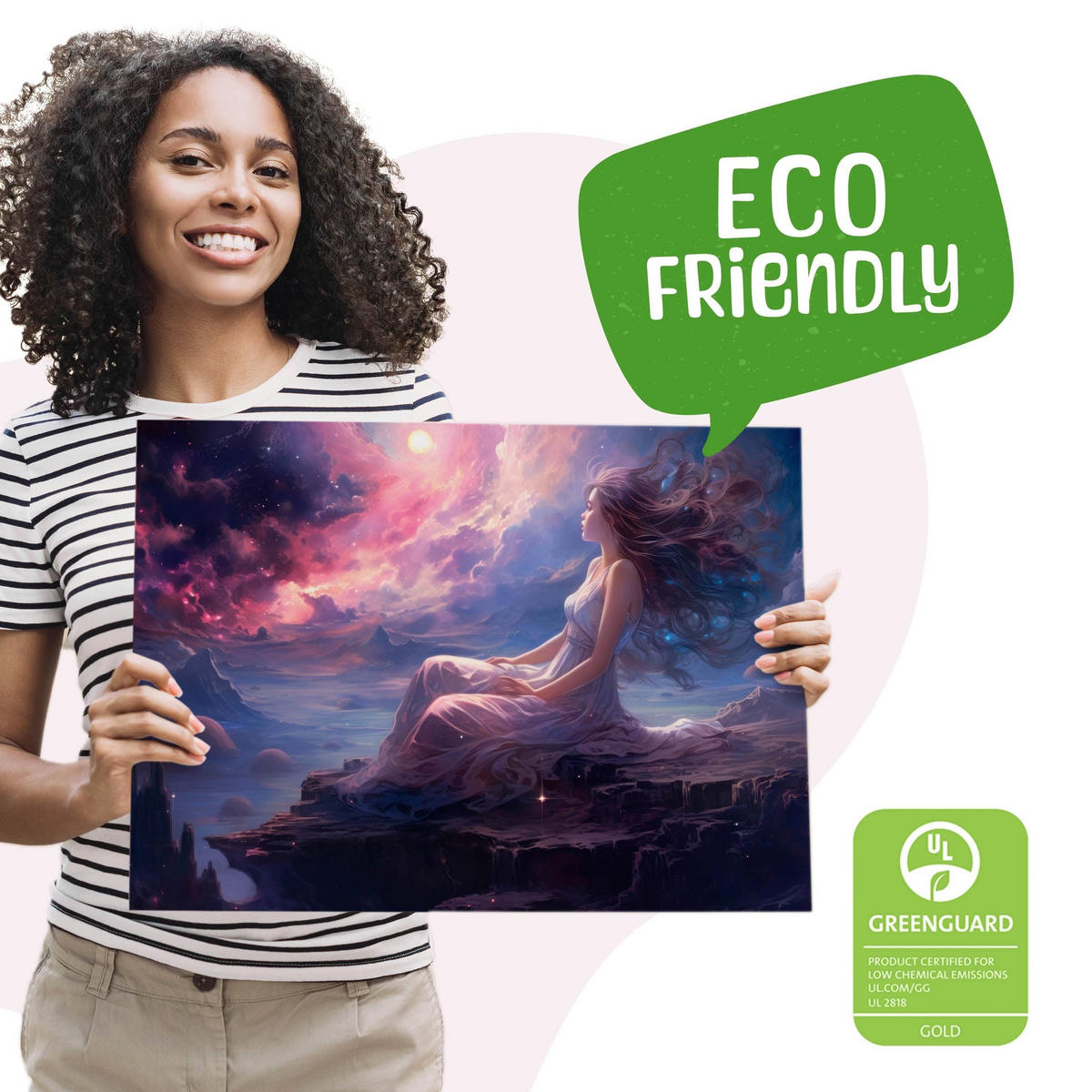 LEINWANDBILD Märchenland Frau Abstraktion 90cm x 60cm - Blau/Violett, Textil (90/60cm) - Muralo