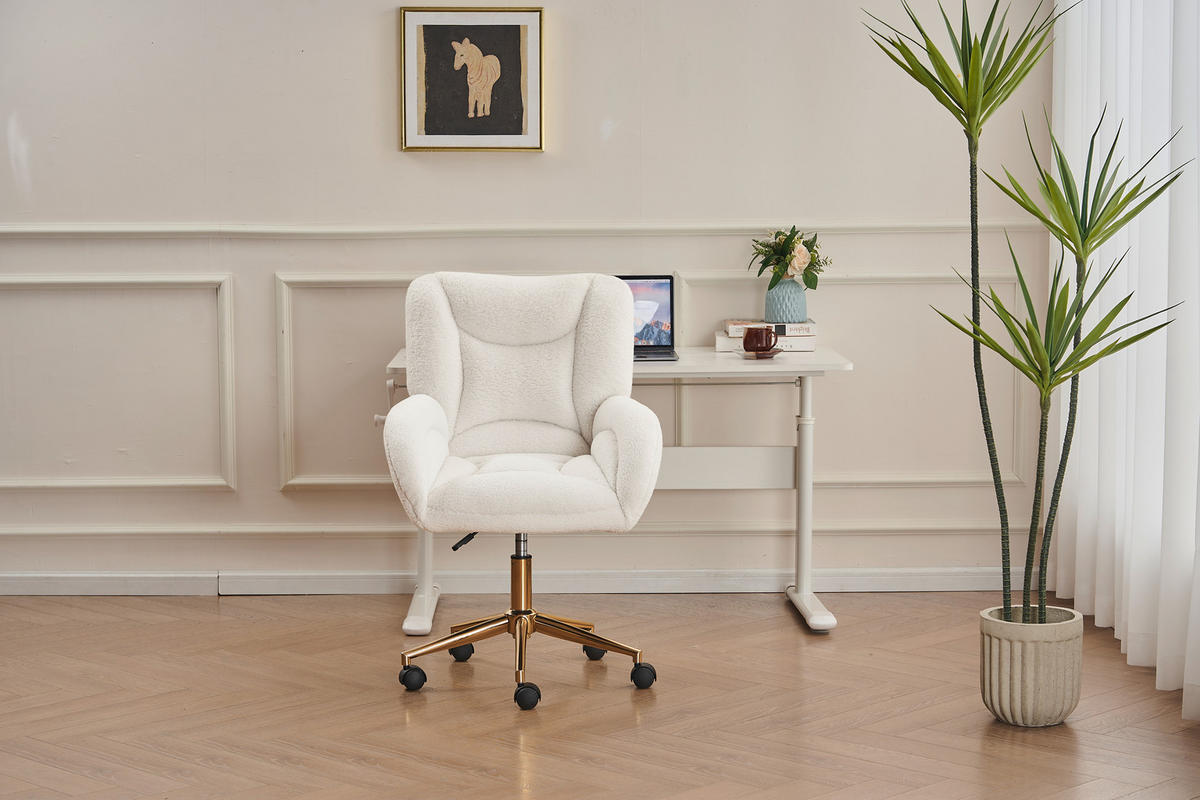 BÜROSTUHL Weiß Höhenverstellbar - Weiß, Metall (64/92.5/62cm) - PANGIVO