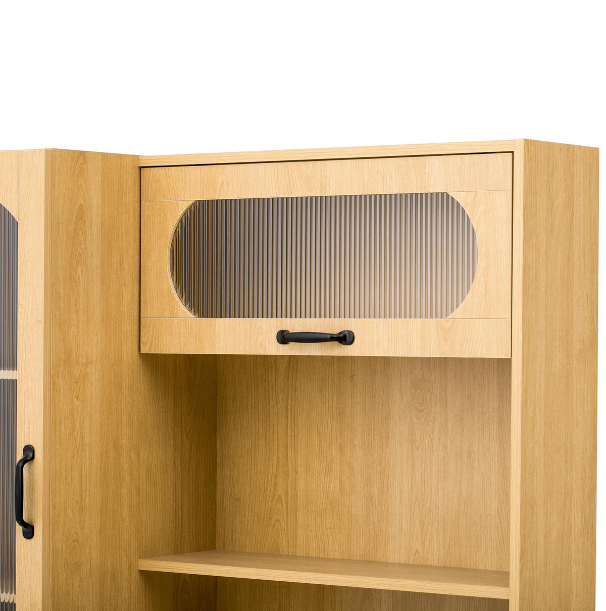 HIGHBOARD mit Schublade und verstellbaren Böden 98 x 40 x 177 cm Naturholzoptik - Braun, Holzwerkstoff (40/177/98cm) - Meubliv