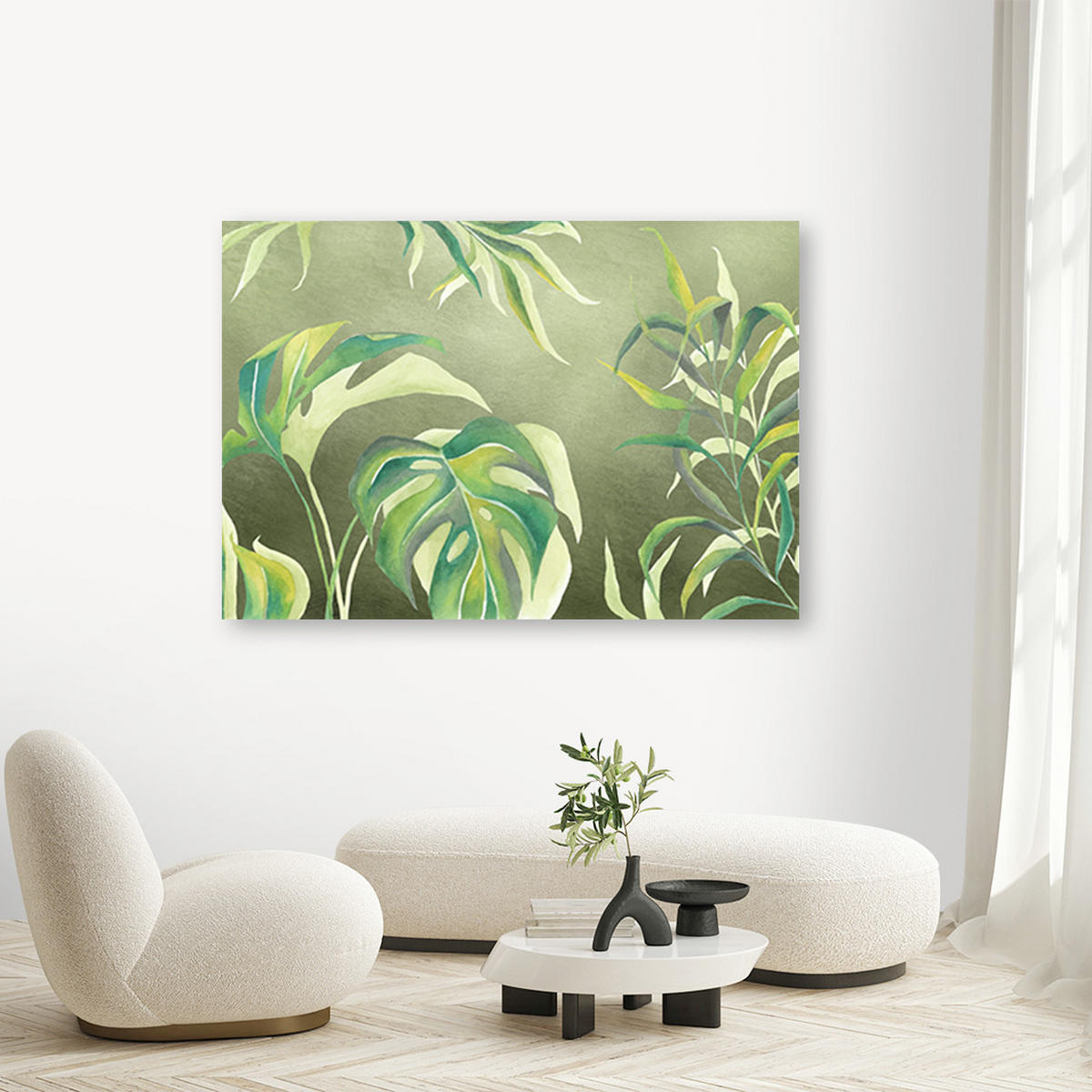 WANDBILD monster's blätter - Braun, Textil (60/40cm) - Feeby