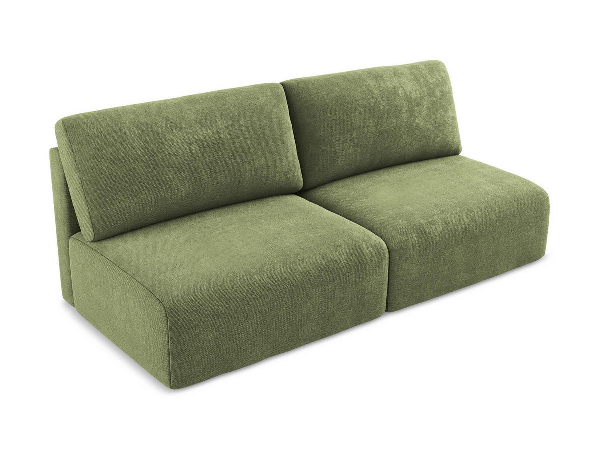 3-SITZER SOFA mit Schlaffunktion Chenille Stoff Grün - Schwarz/Grau, Kunststoff/Textil (216/79/102cm) - Makamii