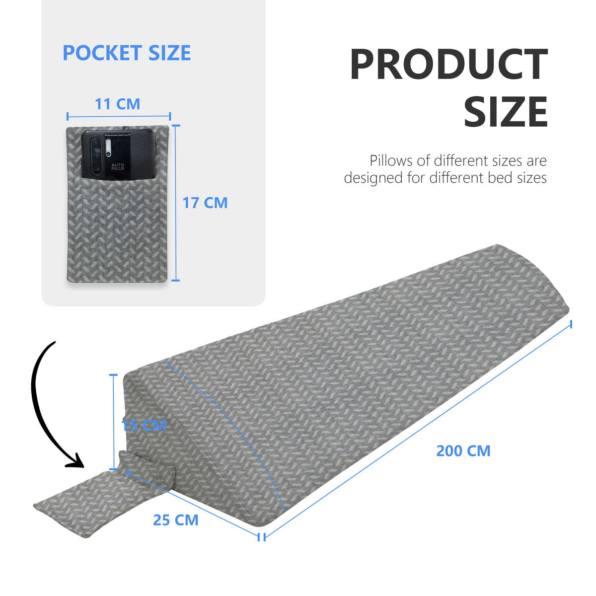 KEILKISSEN Kopfstütze - Grau, Textil (25/200cm) - Vercart