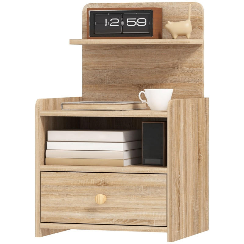 NACHTTISCH aus melaminbeschichteter Spanplatte 35x40x66 cm Naturholz mit Schublade und Fach, kippsicher - Nussbaumfarben, Holzwerkstoff (40/66/35cm) - Modfu