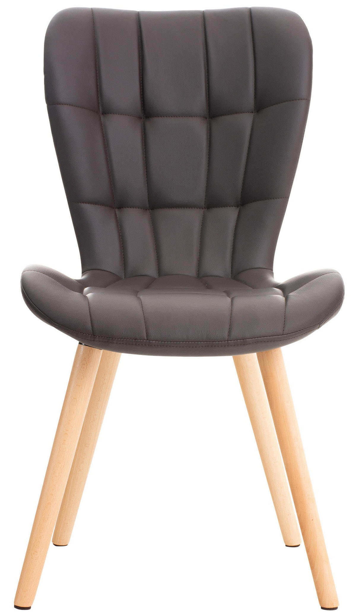 STUHL Lederlook braun - Eukalyptusholzfarben/Braun, Holz/Textil (50/88/63cm) - CLP