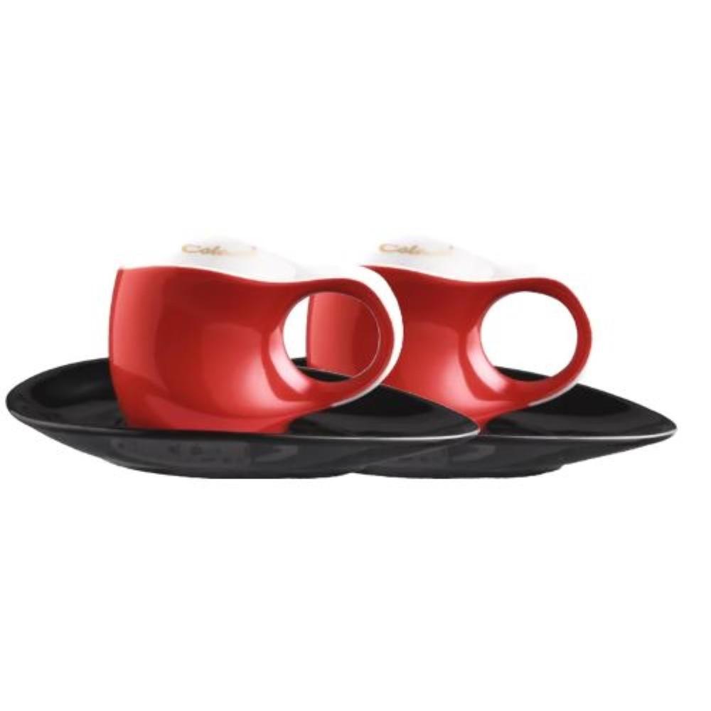 ESPRESSISSIMO - Tassen mit Untertassen 4 tlg. red - Rot/Multicolor, Keramik (0.04L) - Luigi Colani Porzellan
