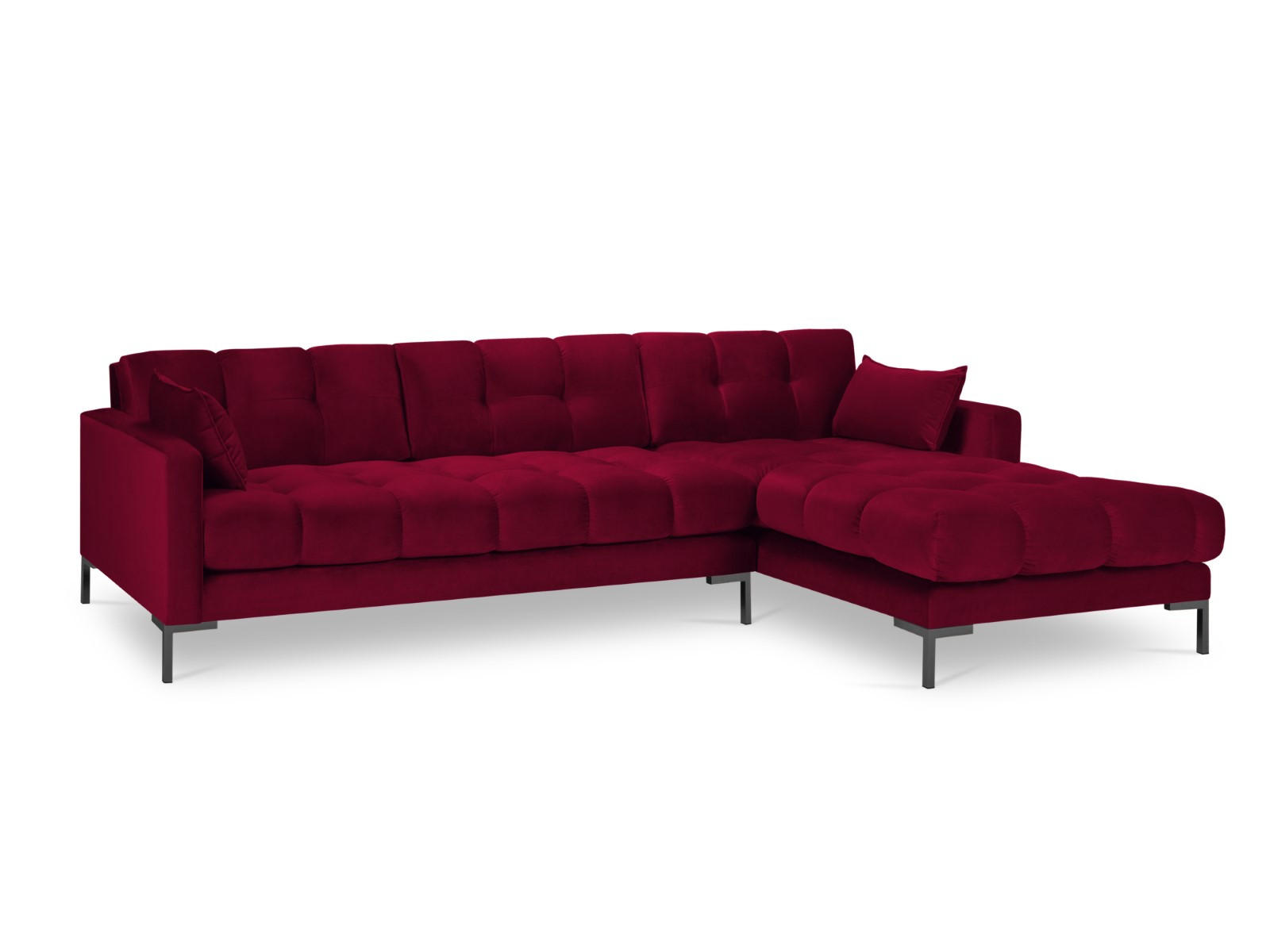 ECKSOFA rechts Mamaia aus Samt rot 5 Sitzplätze - Rot, Textil (185/293cm) - Micadoni