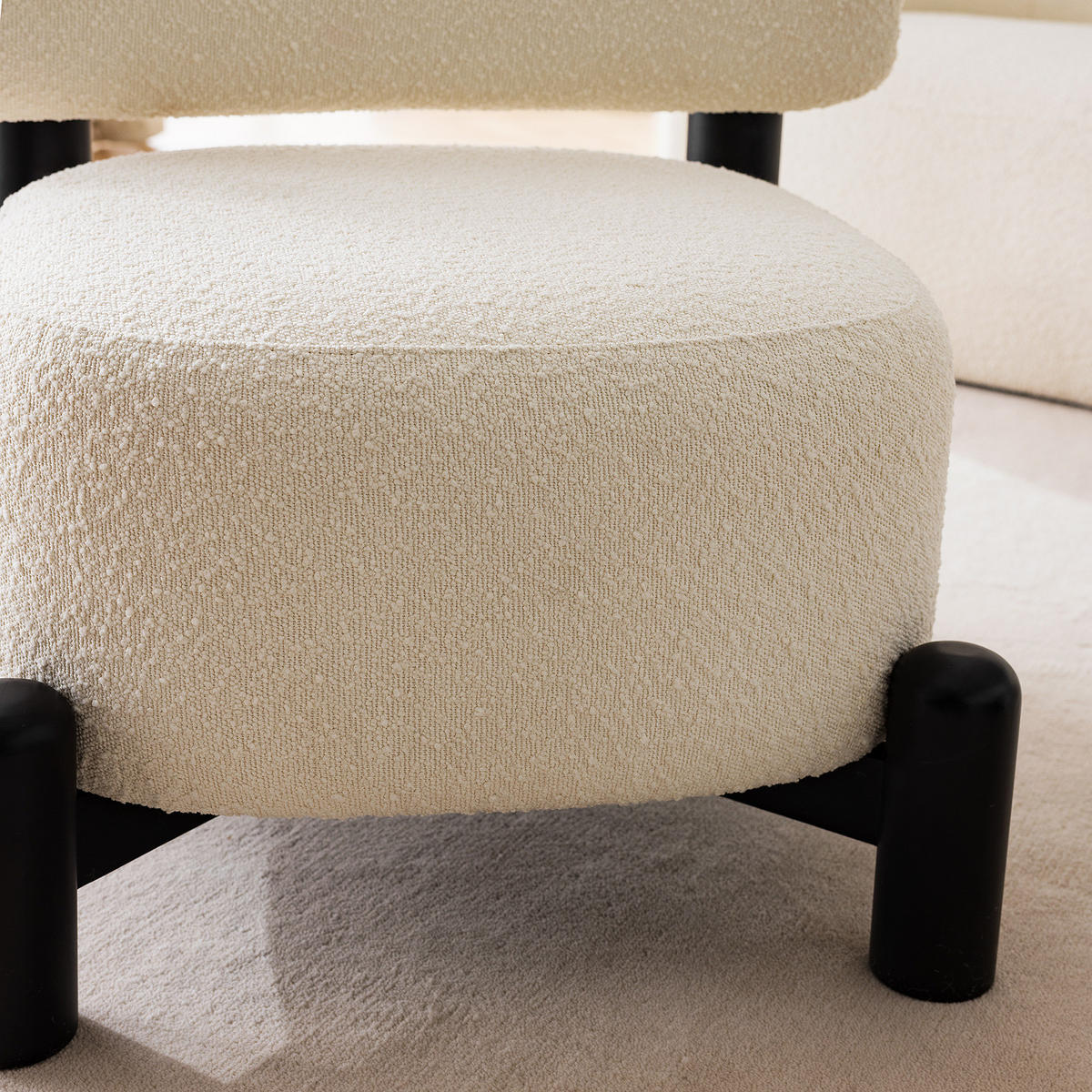 SESSEL - Bouclé Stoff - Creme, Holz/Textil (76/65/81cm) - home24