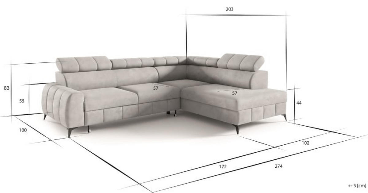 ECKSOFA Muskat Gelb DON Ausziehbar Rechts - Gelb, Textil (279/203cm) - Sepro Meble