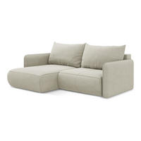 ECKSOFA mit Schlaffunktion Strukturstoff Stoff Beige - Beige/Creme, Kunststoff/Textil (148/207cm) - LaMiaSofa