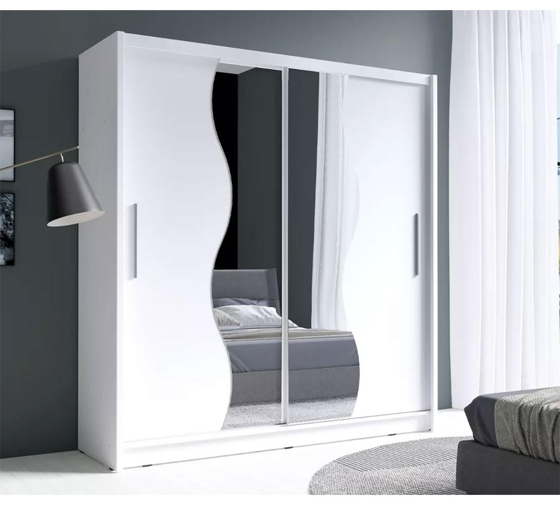 SCHIEBETÜRENSCHRANK Bergamo weiß 205 cm / 62,5 cm / 215 cm - Weiß, Holz/Holzwerkstoff (205/215/63cm) - Feldmann-Wohnen