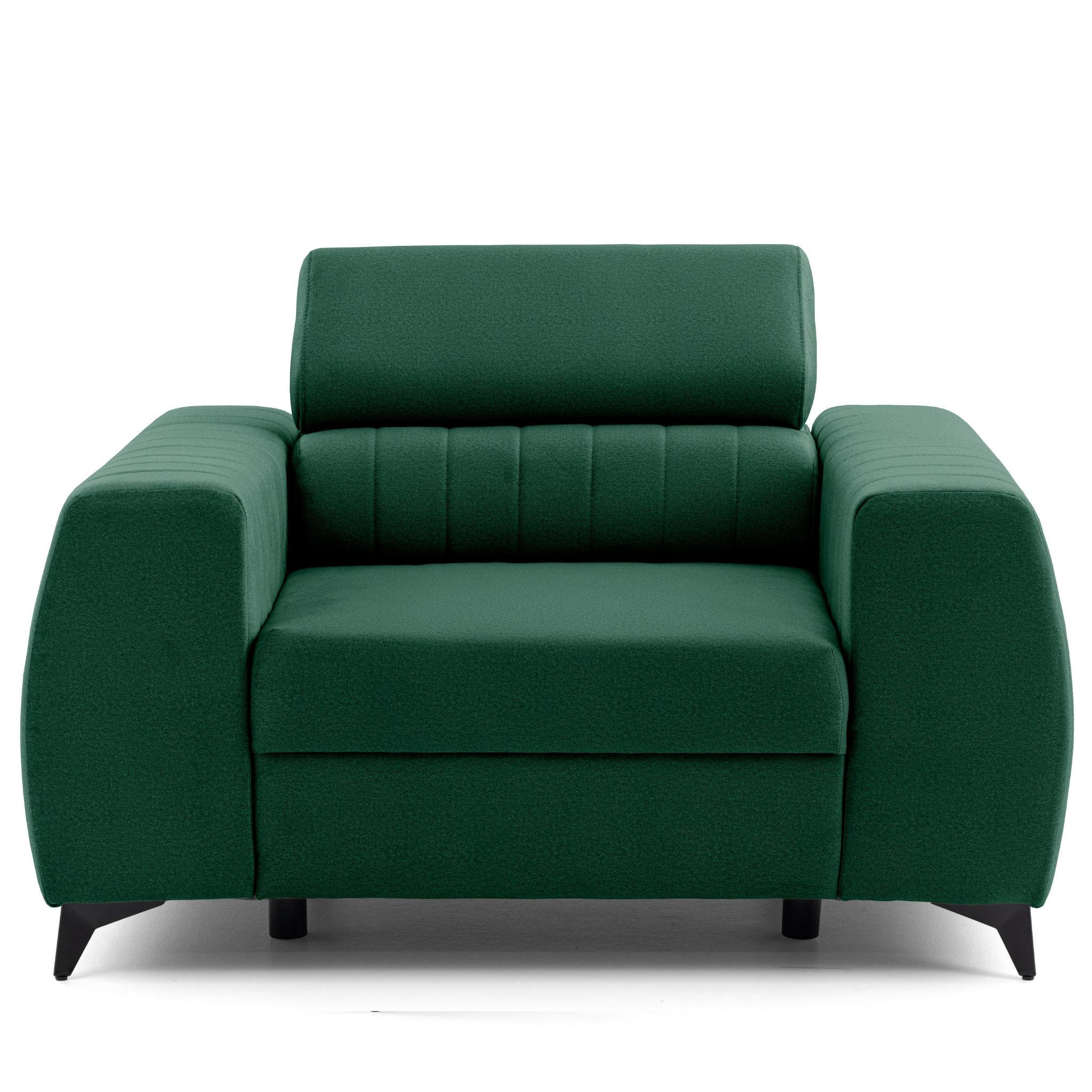 SESSEL PIERO mit verstellbare Kopfstütze Velours Dunkelgrün - Dunkelgrün/Schwarz, Holz/Textil (130/90/100cm) - Muffo