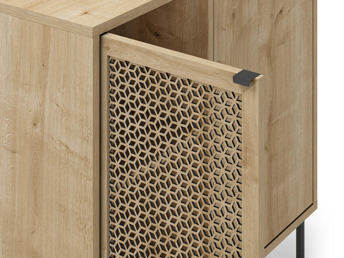 KOMMODE 2 Türen und Metallfüße Inca - L80 cm - Braun, Holz (40/80.3/83.6cm) - Calicosy