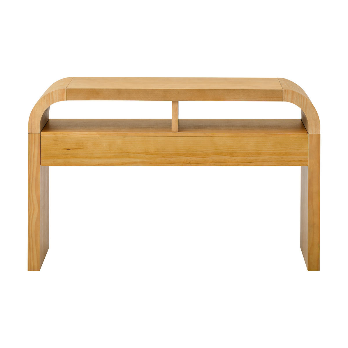 KONSOLENTISCH 120/35,5/76,5 cm natur aus MDF mit 2 Schubladen und verstellbaren Stellfüßen - Naturfarben, Holzwerkstoff (120/35.5/76.5cm) - OKWISH