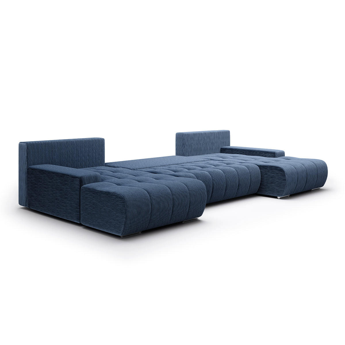 PANORAMASOFA Jonas 5 Sitzplätze Blau - Blau, Holz (350/85/185cm) - Petits-meubles