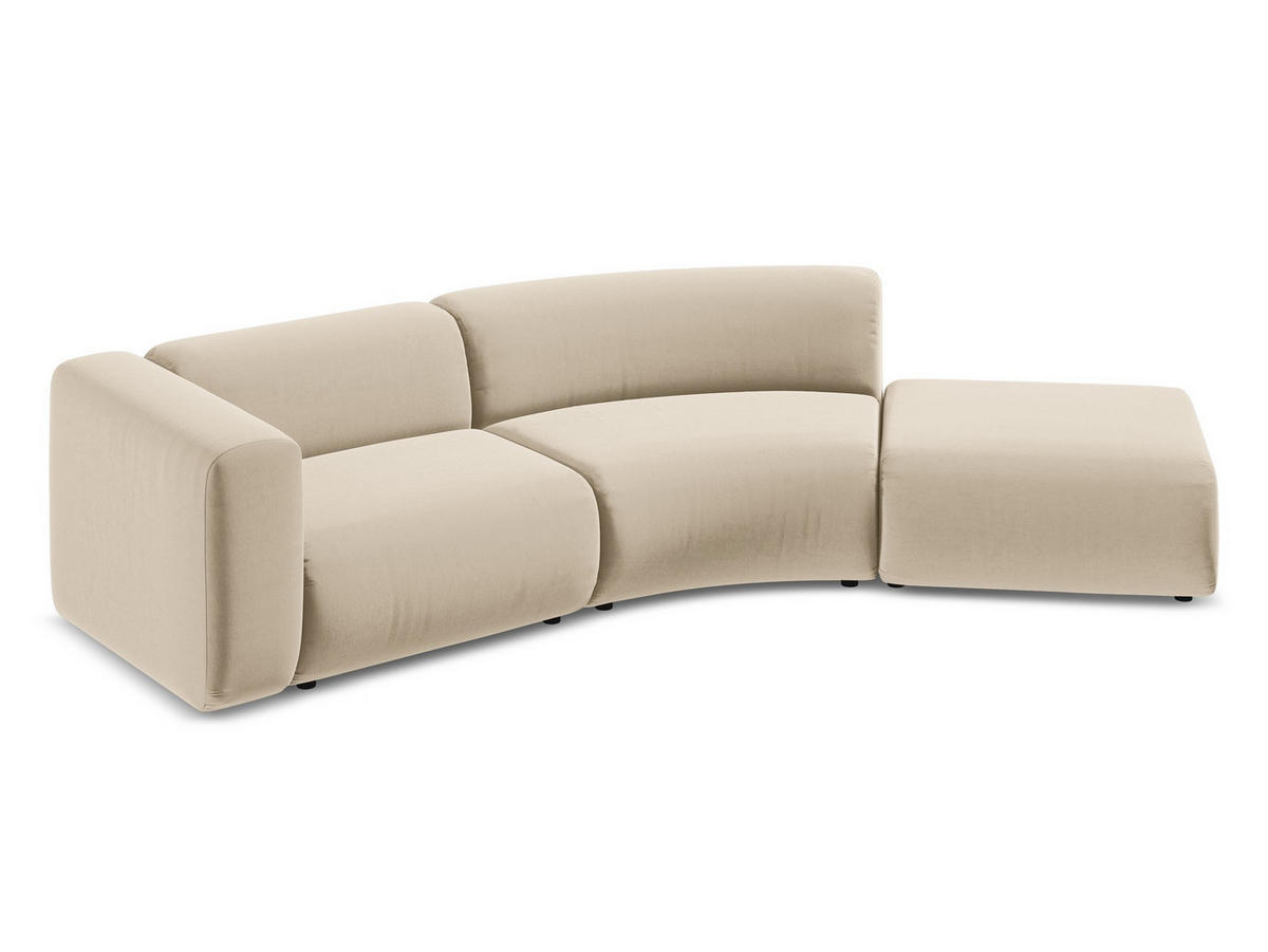 4-SITZER-SOFA Samt Stoff Beige - Beige/Creme, Kunststoff/Textil (335/70/166cm) - Makamii
