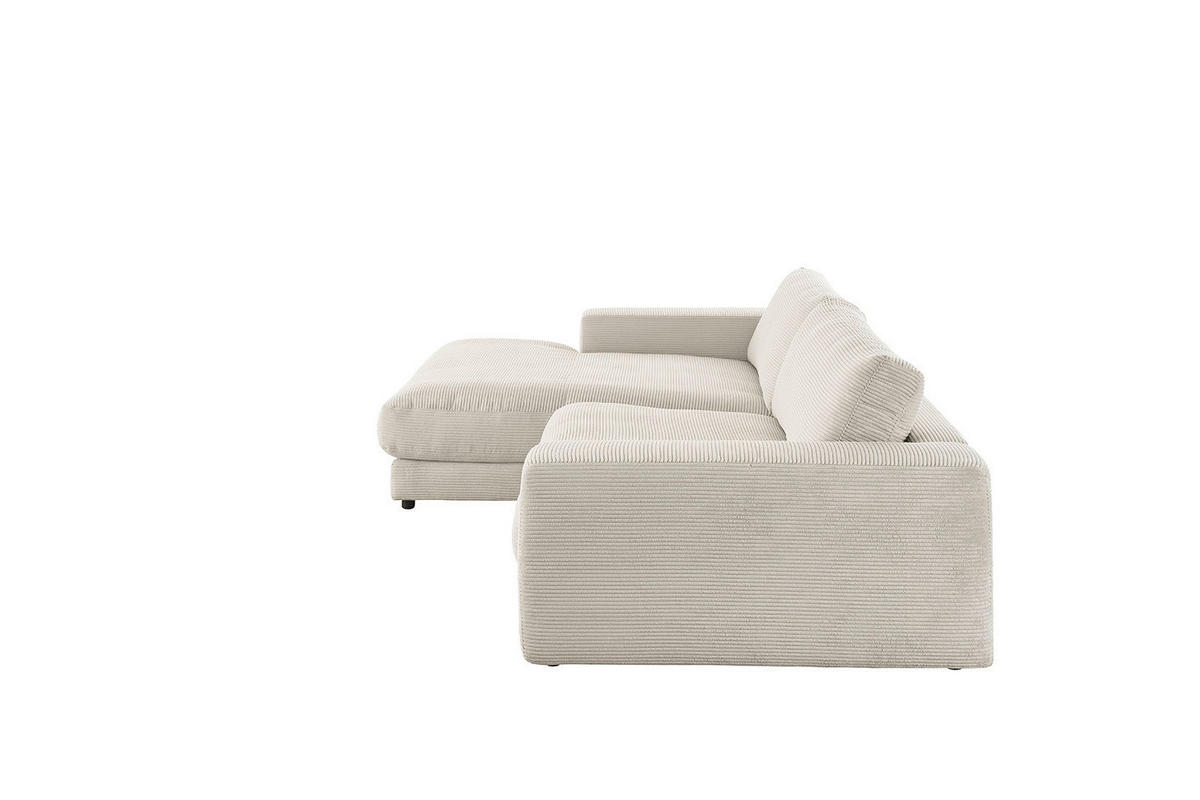 ECKSOFA MADELINE Hellgrau Cord - Hellgrau/Schwarz, Kunststoff/Textil (270/190cm) - KAWOLA