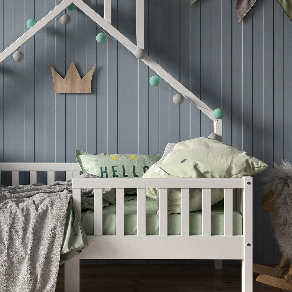 DOMEČKOVÁ POSTEL Noemi Bílá - bílá, dřevo (80/160cm) - VitaliSpa