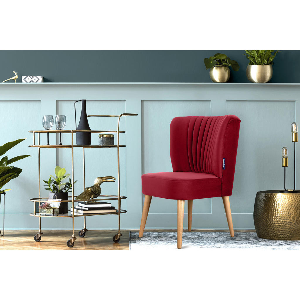 Thumbnail - Konsimo® Cocktailsessel, Rot, Eiche, Holz, Textil, 63x89x65 cm, Hergestellt in Europa, Wohnzimmer, Sessel, Polstersessel