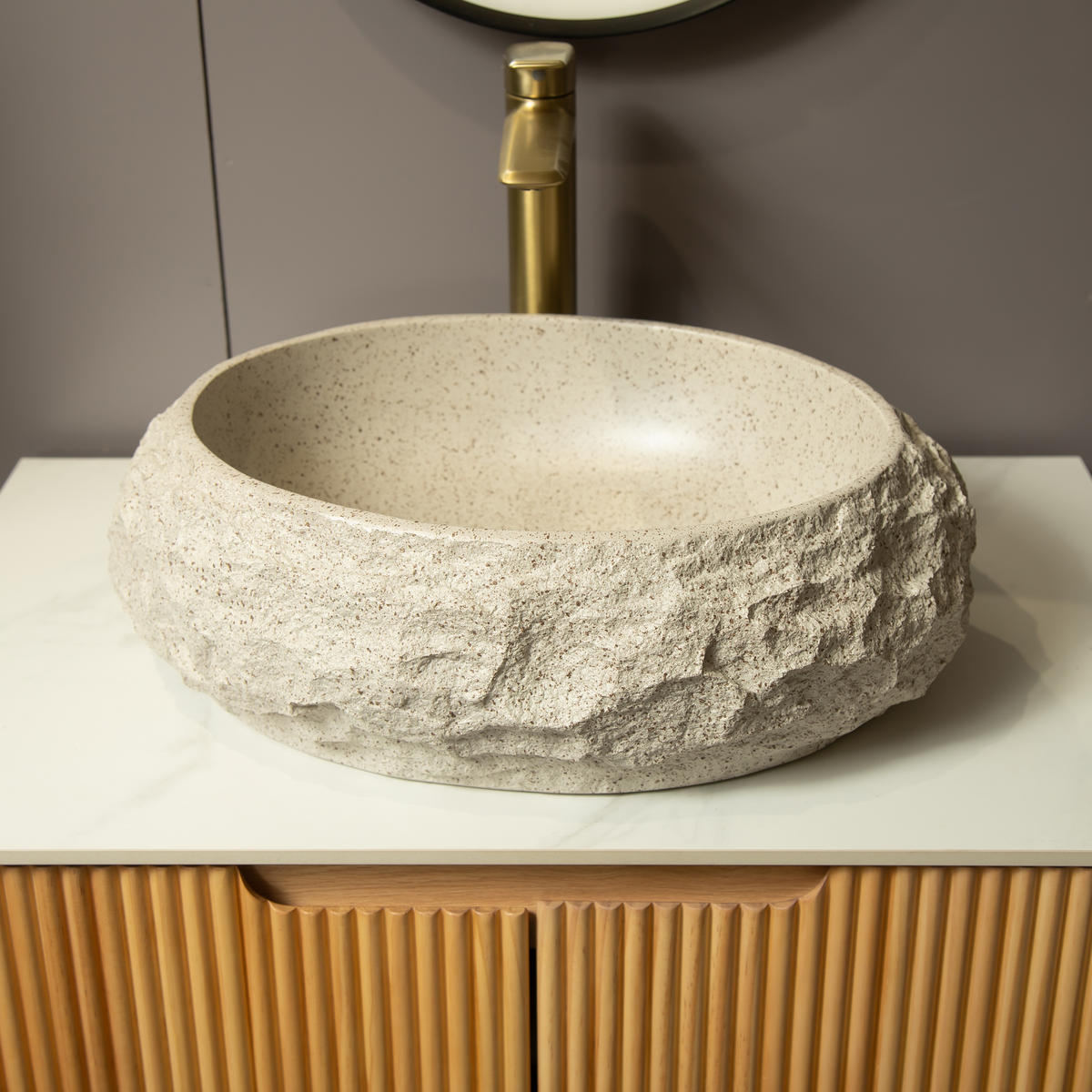 AUFSATZBECKEN Beige 45/32/15 cm - Beige, Holz (45/15/32cm) - PANGIVO