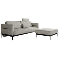 SCHLAFSOFA SALENTO Hellgrau Struktur - Hellgrau/Schwarz, Textil/Metall (221/82/193cm) - MKS