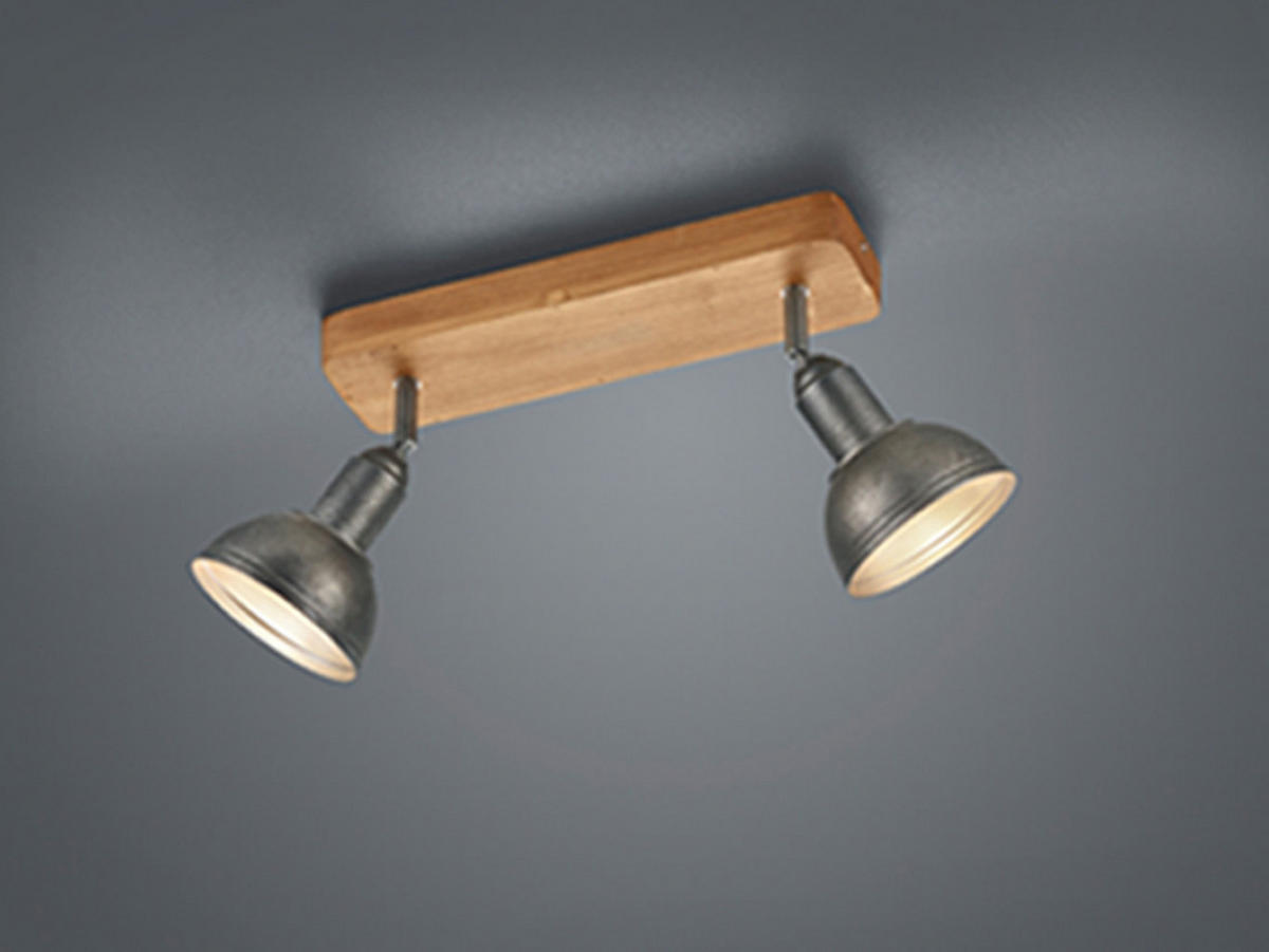 LED-DECKENSTRAHLER Breite 33cm, Holzbalken - Silberfarben/Naturfarben, Holz/Metall (11/33/21cm) - meineWunschleuchte