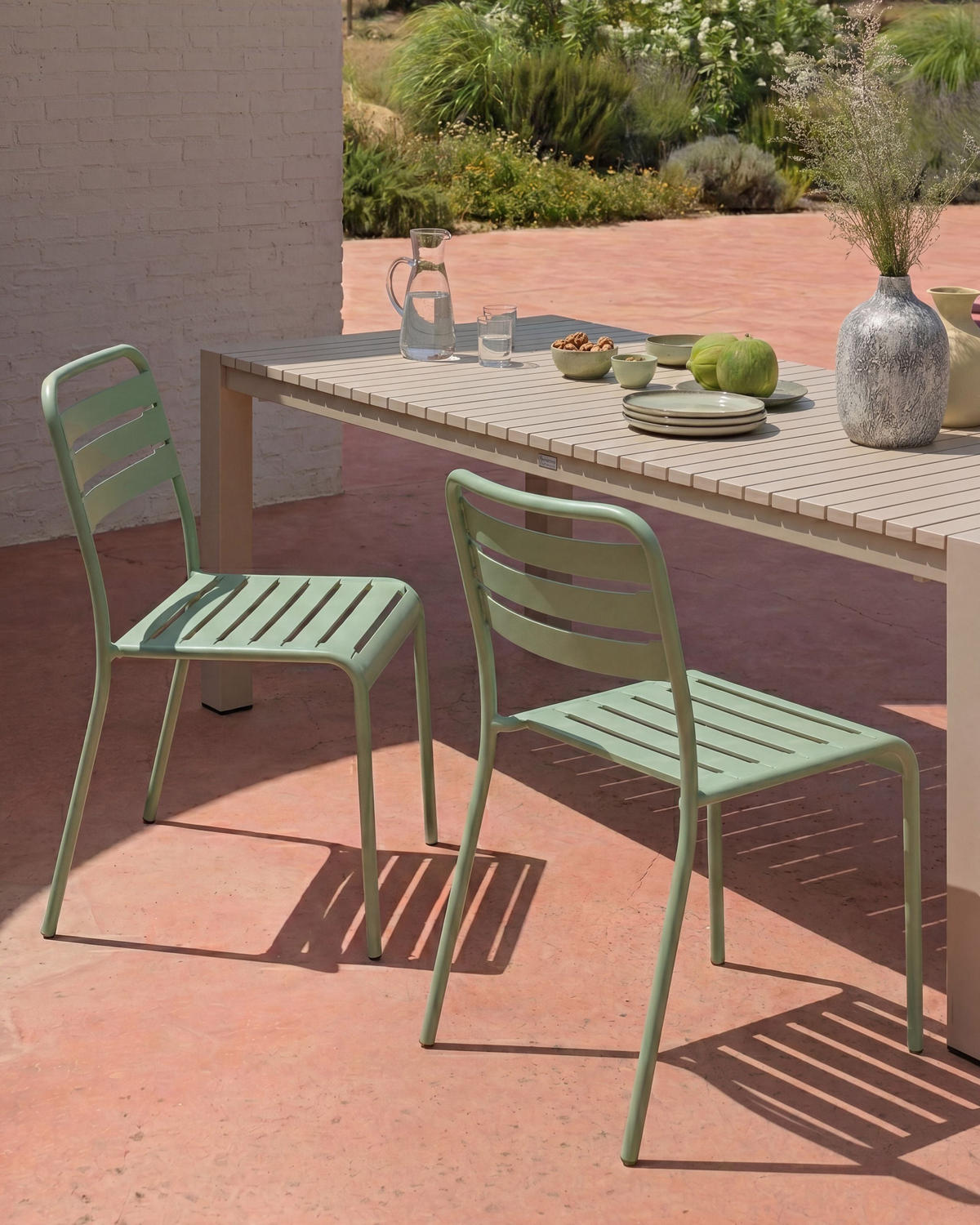 GARTENSTUHL 2er-Set Metall Grün Lefkada - Grün, Metall (38/80/54cm) - Beliani