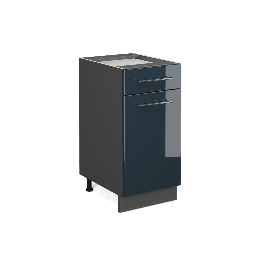 KÜCHENUNTERSCHRANK Fame-Line Dunkelblau Hochglanz 40 cm ohne AP - Anthrazit/Dunkelblau, Holzwerkstoff (40/82/51.6cm) - Vicco