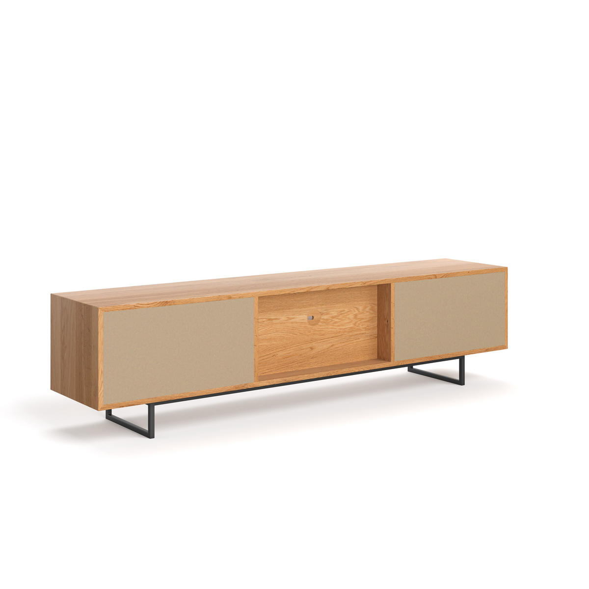TV-SCHRANK Ruvo aus massivem Eichenholz 220 cm - Eichefarben/Naturfarben, Holz (220/55/45cm) - Danzz