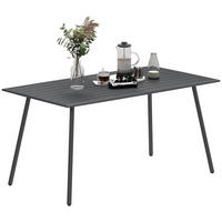 GARTENTISCH DE-14124 rechteckig 150x80 cm, mit Lattenrost Grau - Grau, Metall (150/80/74cm) - ComfortXL