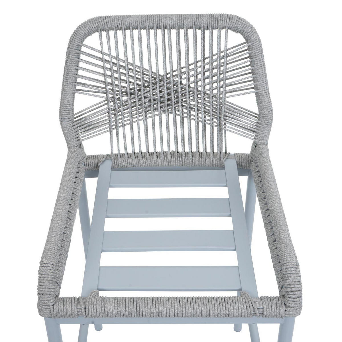 GARTENSTUHL 2er-Set HxBxT 101x45x52cm Sitzhöhe 76cm Hellgrau Kissen Taupe Seilgeflecht Metall - Hellgrau, Metall (45/101/52cm) - PROREGAL