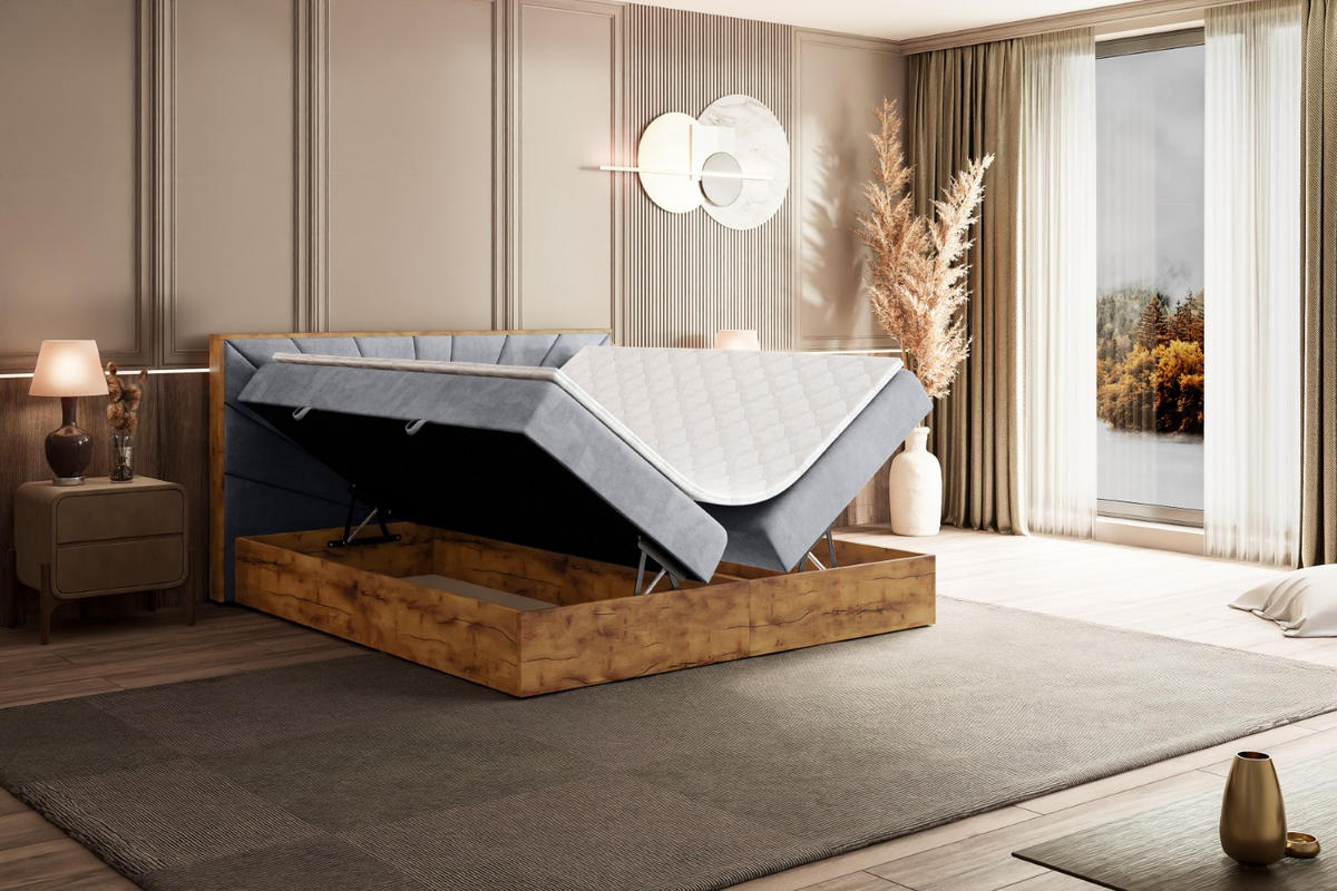 BOXBETT mit Matratze H3 und Lattenrost - LOLLI6 - 140x200 - Hellgrau - Grau, Holzwerkstoff/Kunststoff (140/200cm) - ALTDECOR