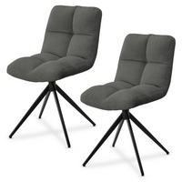 DREHSTUHL Dallas cord hellgrau (2er-Set) - Grau, Textil (45/84/45cm) - Juskys