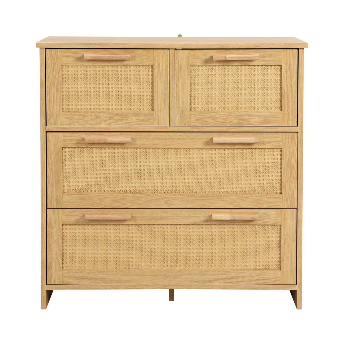 KOMODA s ladicama u izgledu ratana, 80/80/38 cm, MDF, prirodna boja - prirodne boje, drvni materijal (38/80/80cm) - Modenvie