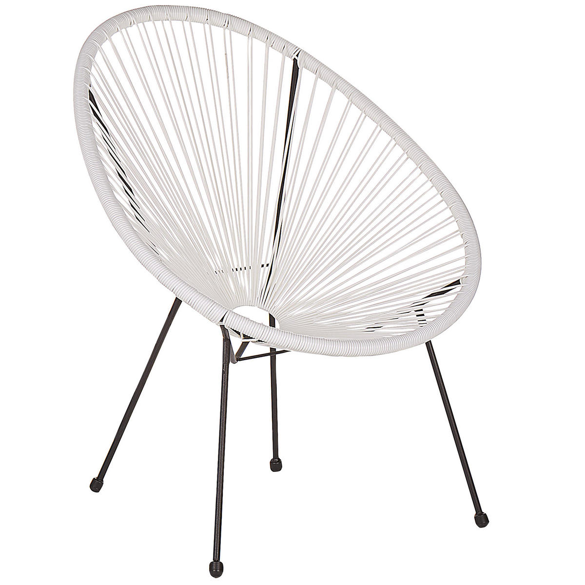 RATTANSTUHL 2er-SET Kunststoff weiß 70 cm Acapulco II - Schwarz/Weiß, Kunststoff (70/87/90cm) - Beliani