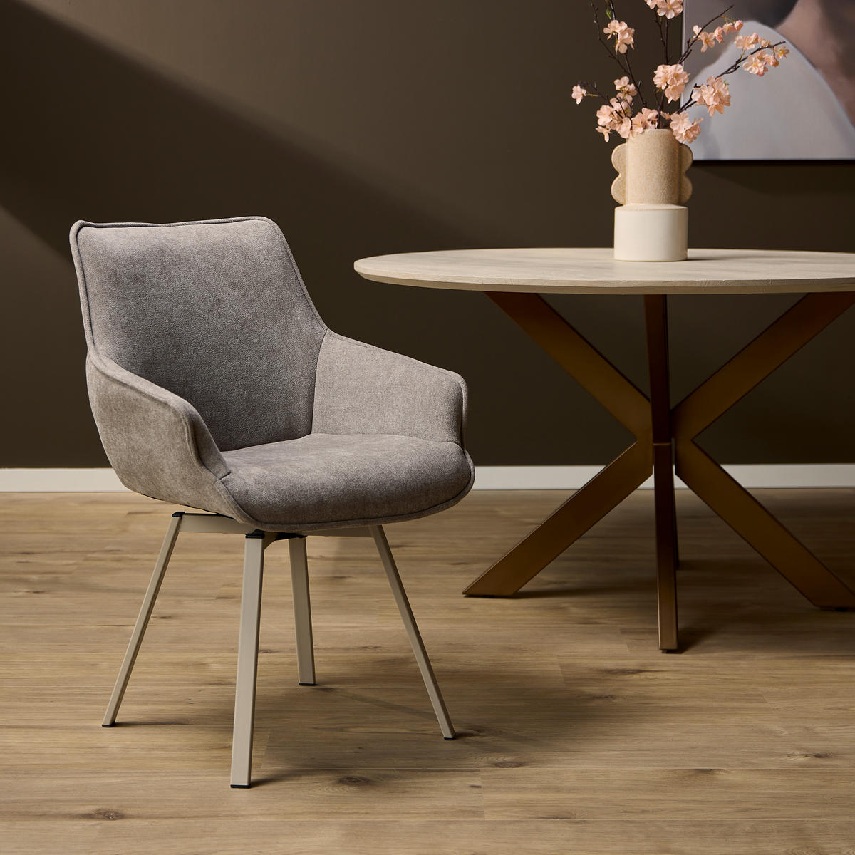 ESSZIMMERSTUHL Mees Taupe 62,5/57/86,5 cm - Taupe, Textil (57/86/62cm) - Starfurn