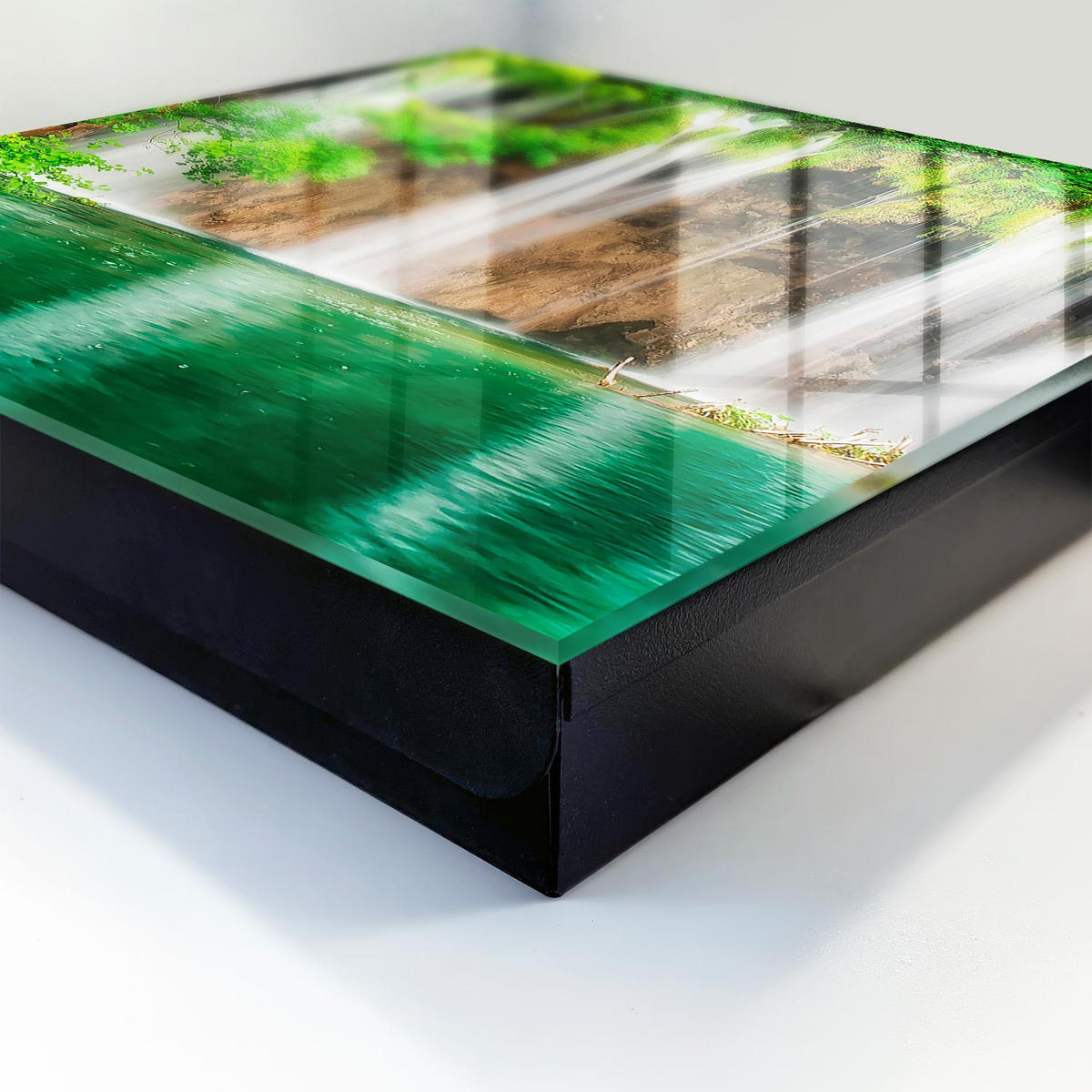 SCHLÜSSELBOX Schwarz 30x30 cm- Türöffnung nach rechts - Grüner Wasserfall - Grün, Metall (30/30/5cm) - TULUP