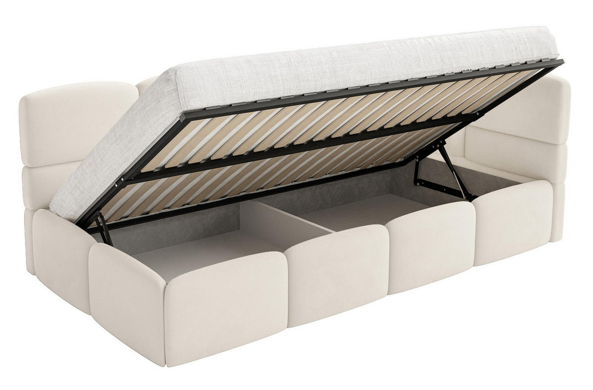 ŠTUDENTSKÁ POSTEĽ Cloudy krémová 90x200 cm, záhlavie vpravo, zamat - čierna/krémová, textil/plast (90/200cm) - Selsey