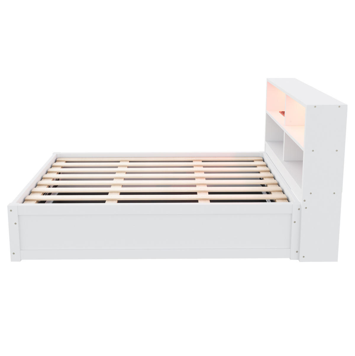 SCHLAFSOFA 90/200 cm mit LED-Beleuchtung, Steckdose und hydraulischem Stauraum, Weiß - Weiß, Holzwerkstoff (98/82/220.5cm) - Redom
