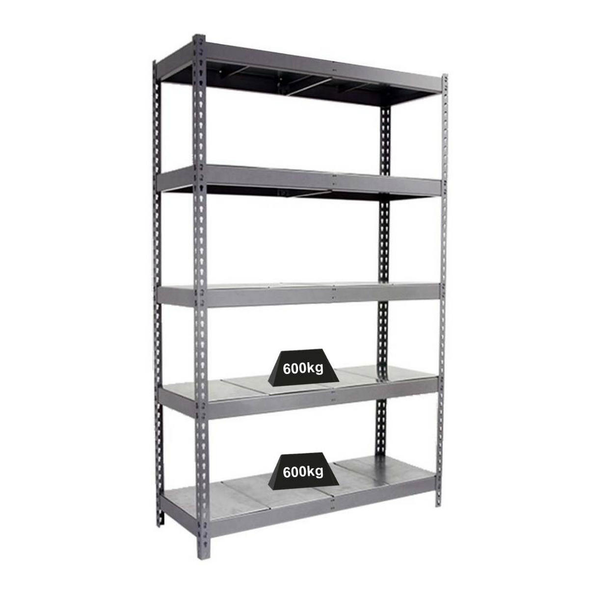 SCHWERLASTREGAL METAL BEAST FIVE | HxBxT 200x150x45cm | Fachlast 600kg | Grau - Grau, Metall (150/200/45cm) - PROREGAL