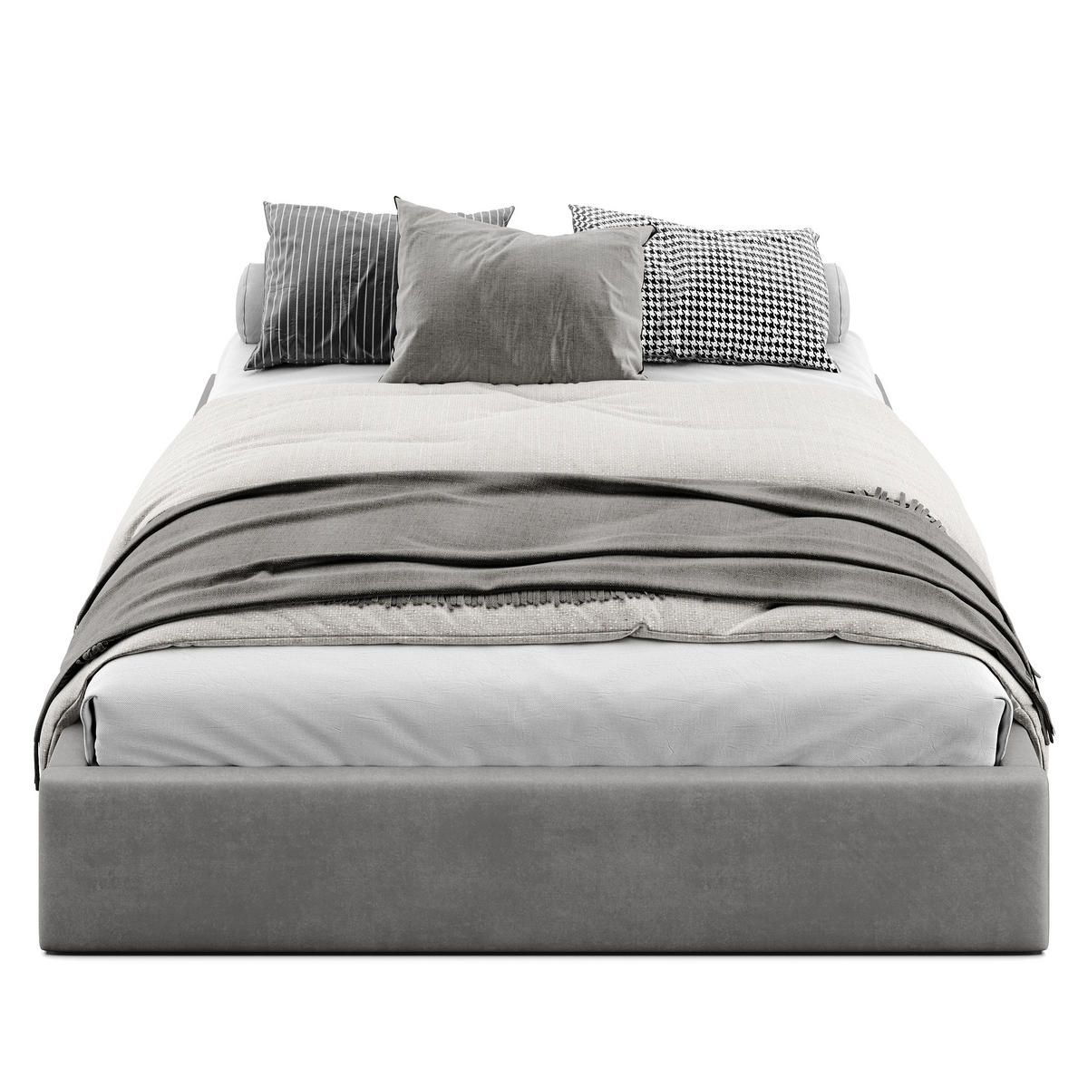 POLSTERBETT 160x200cm Bett mit Stauraum Lattenrost Grau - Grau, Holz/Holzwerkstoff (160/200cm) - Muralo