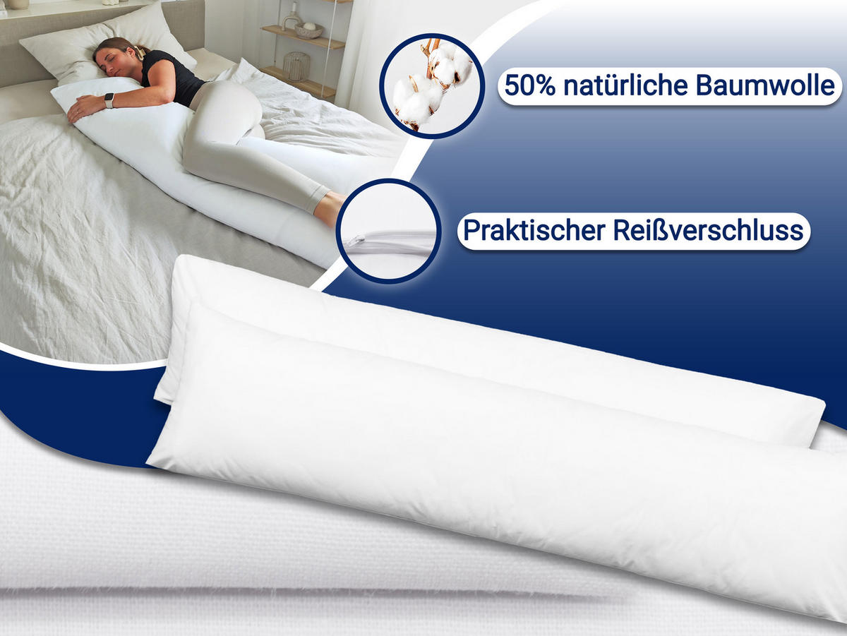 KISSENBEZUG, 2er-Set, 40x145 cm, 50% Polyester, 50% Baumwolle, Weiß - Weiß, Textil (40/145cm) - Zollner